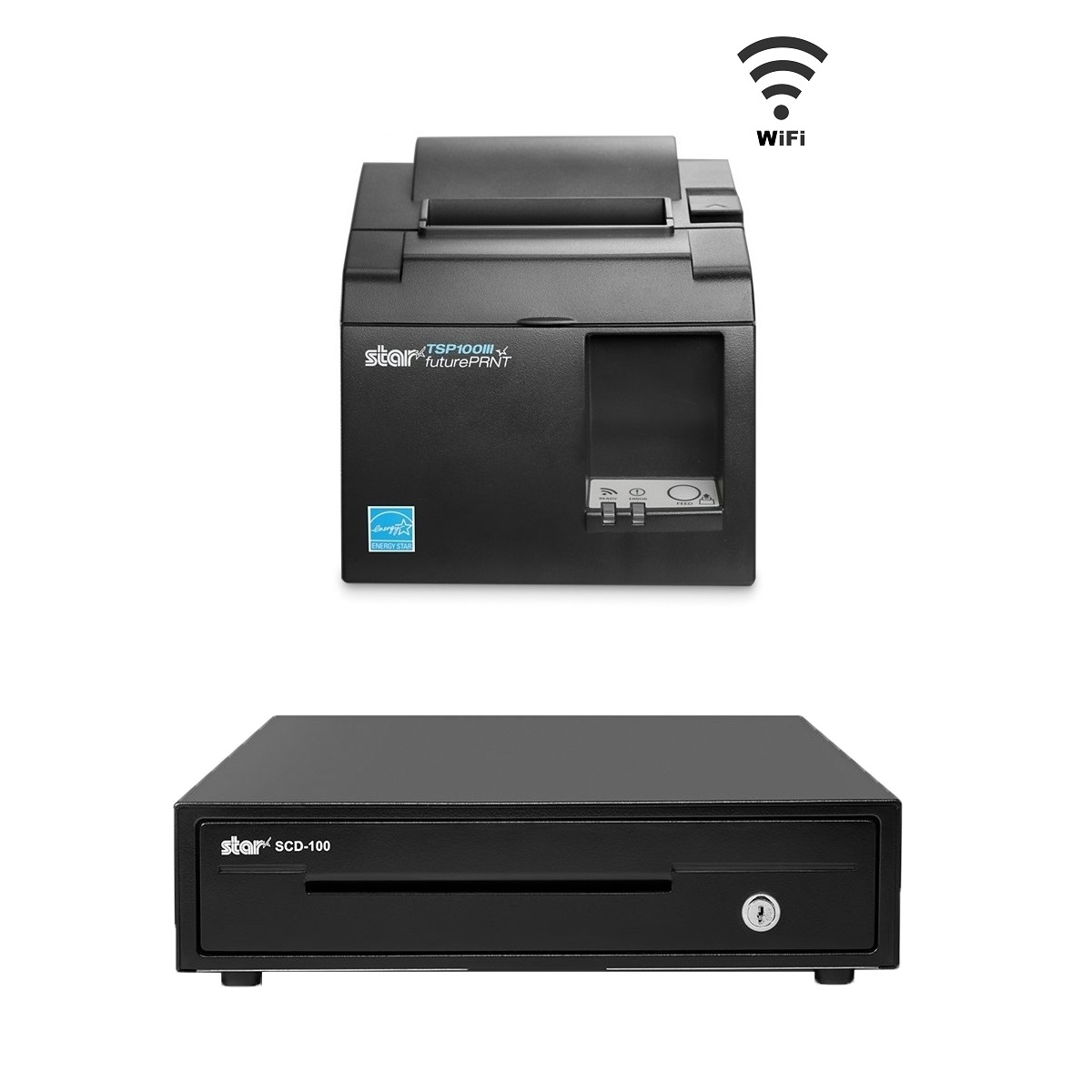 View Star TSP143III WLAN Receipt Printer With Star SCD100 Cash Drawer