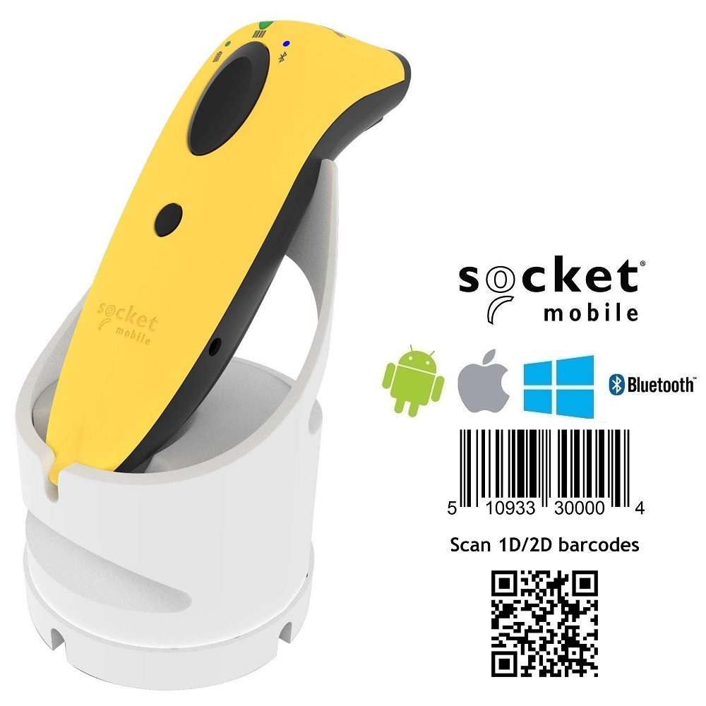 View Socket S740 Yellow 2D Barcode Scanner with White Dock