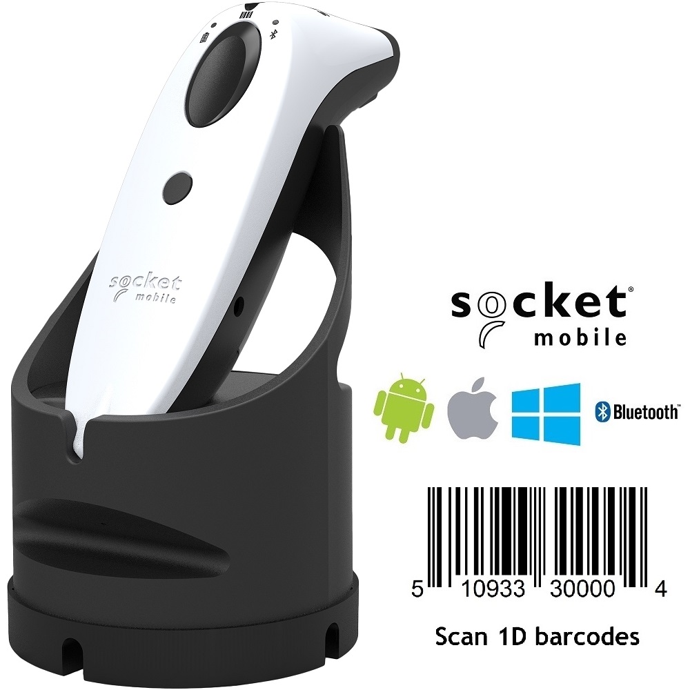 View Socket S700 White 1D Bluetooth Barcode Scanner with Charging Dock