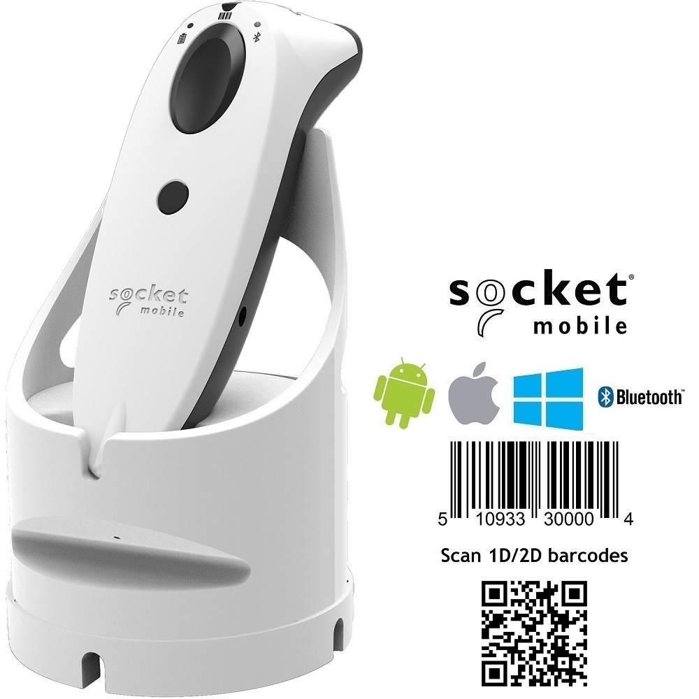 View Socket S740 White 2D Barcode Scanner with White Dock