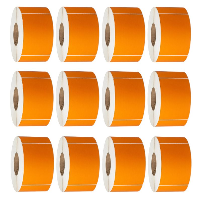 76X48 Thermal Transfer Labels 3000/Roll 76mm Core Orange - 12 Rolls